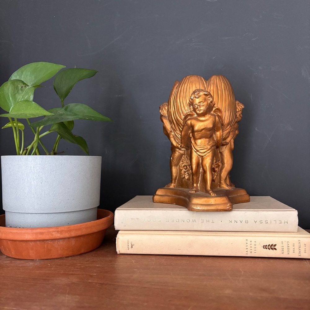Decorative Gold Cherub Statue Home Art Accent